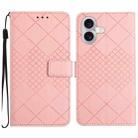 For iPhone 17 Rhombic Grid Texture Leather Phone Case(Pink) - 1
