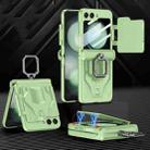 For Samsung Galaxy Z Flip5 GKK Integrated Sliding Camshield Magnetic Armor Flip Phone Case with Ring Holder(Forest Green) - 1