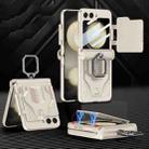 For Samsung Galaxy Z Flip5 GKK Integrated Sliding Camshield Magnetic Armor Flip Phone Case with Ring Holder(White) - 1