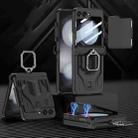 For Samsung Galaxy Z Flip5 GKK Integrated Sliding Camshield Magnetic Armor Flip Phone Case with Ring Holder(Black) - 1