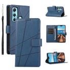 For Infinix Hot 11 PU Genuine Leather Texture Embossed Line Phone Case(Blue) - 1