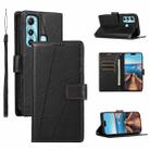 For Infinix Hot 11 PU Genuine Leather Texture Embossed Line Phone Case(Black) - 1