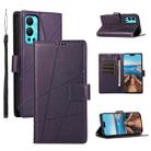 For Infinix Hot 12 PU Genuine Leather Texture Embossed Line Phone Case(Purple) - 1