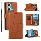 For Infinix Hot 20 Play PU Genuine Leather Texture Embossed Line Phone Case(Brown) - 1