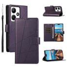 For Infinix Hot 30i PU Genuine Leather Texture Embossed Line Phone Case(Purple) - 1