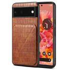 For Google Pixel 6 Denior Crocodile Texture Holder Electroplating Phone Case(Brown) - 1