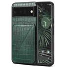 For Google Pixel 6 Pro Denior Crocodile Texture Holder Electroplating Phone Case(Green) - 1