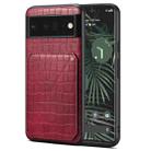 For Google Pixel 6 Pro Denior Crocodile Texture Holder Electroplating Phone Case(Red) - 1