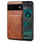 For Google Pixel 6a Denior Crocodile Texture Holder Electroplating Phone Case(Brown) - 1