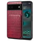 For Google Pixel 6a Denior Crocodile Texture Holder Electroplating Phone Case(Red) - 1