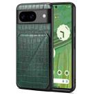 For Google Pixel 7 Denior Crocodile Texture Holder Electroplating Phone Case(Green) - 1