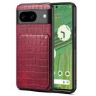 For Google Pixel 7 Denior Crocodile Texture Holder Electroplating Phone Case(Red) - 1