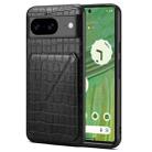 For Google Pixel 7 Denior Crocodile Texture Holder Electroplating Phone Case(Black) - 1