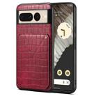 For Google Pixel 7 Pro Denior Crocodile Texture Holder Electroplating Phone Case(Red) - 1