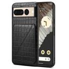 For Google Pixel 7 Pro Denior Crocodile Texture Holder Electroplating Phone Case(Black) - 1