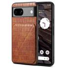 For Google Pixel 7a Denior Crocodile Texture Holder Electroplating Phone Case(Brown) - 1