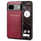 For Google Pixel 7a Denior Crocodile Texture Holder Electroplating Phone Case(Red) - 1