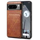 For Google Pixel 8 Pro Denior Crocodile Texture Holder Electroplating Phone Case(Brown) - 1
