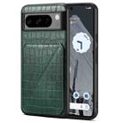 For Google Pixel 8 Pro Denior Crocodile Texture Holder Electroplating Phone Case(Green) - 1