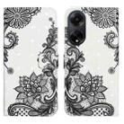 For OPPO A98 5G Oil Embossed 3D Drawing Leather Phone Case(Lace Flower) - 1