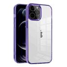 For iPhone 12 Pro Max Ice Color Clear Acrylic Hybrid TPU Phone Case(Transparent Purple) - 1