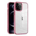 For iPhone 12 Pro Max Ice Color Clear Acrylic Hybrid TPU Phone Case(Transparent Pink) - 1