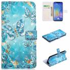 For Huawei P20 Pro Oil Embossed 3D Drawing Leather Phone Case(Blue Butterflies) - 1