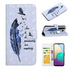 For Huawei P30 lite Oil Embossed 3D Drawing Leather Phone Case(Blue Feather) - 1