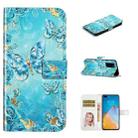 For Huawei P40 Oil Embossed 3D Drawing Leather Phone Case(Blue Butterflies) - 1