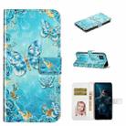 For Huawei P40 lite Oil Embossed 3D Drawing Leather Phone Case(Blue Butterflies) - 1