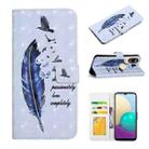 For Honor 10 Lite Oil Embossed 3D Drawing Leather Phone Case(Blue Feather) - 1