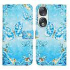 For Honor 90 Oil Embossed 3D Drawing Leather Phone Case(Blue Butterflies) - 1