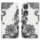 For Honor 90 Oil Embossed 3D Drawing Leather Phone Case(Lace Flower) - 1