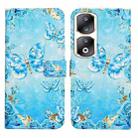 For Honor 90 Pro Oil Embossed 3D Drawing Leather Phone Case(Blue Butterflies) - 1