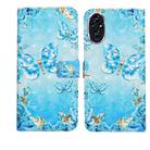 For Honor 200 Oil Embossed 3D Drawing Leather Phone Case(Blue Butterflies) - 1