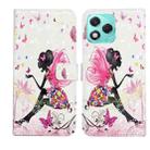 For Honor 400 Lite Global Oil Embossed 3D Drawing Leather Phone Case(Flower Fairy) - 1