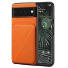 For Google Pixel 6 Pro Denior Calf Texture Holder Electroplating Phone Case(Orange) - 1