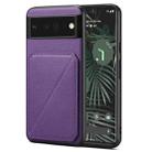 For Google Pixel 6 Pro Denior Calf Texture Holder Electroplating Phone Case(Purple) - 1