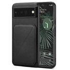 For Google Pixel 6 Pro Denior Calf Texture Holder Electroplating Phone Case(Black) - 1