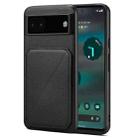 For Google Pixel 6a Denior Calf Texture Holder Electroplating Phone Case(Black) - 1