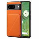 For Google Pixel 7 Denior Calf Texture Holder Electroplating Phone Case(Orange) - 1