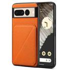 For Google Pixel 7 Pro Denior Calf Texture Holder Electroplating Phone Case(Orange) - 1