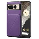 For Google Pixel 7 Pro Denior Calf Texture Holder Electroplating Phone Case(Purple) - 1