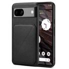 For Google Pixel 7a Denior Calf Texture Holder Electroplating Phone Case(Black) - 1