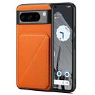 For Google Pixel 8 Pro Denior Calf Texture Holder Electroplating Phone Case(Orange) - 1