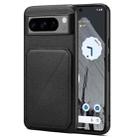 For Google Pixel 8 Pro Denior Calf Texture Holder Electroplating Phone Case(Black) - 1