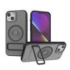 For iPhone 14 Carbon Fiber Texture PC + TPU Phone Case with Metal Holder(Grey) - 1