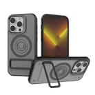 For iPhone 14 Pro Carbon Fiber Texture PC + TPU Phone Case with Metal Holder(Grey) - 1