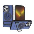 For iPhone 14 Pro Carbon Fiber Texture PC + TPU Phone Case with Metal Holder(Blue) - 1