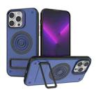 For iPhone 14 Pro Max Carbon Fiber Texture PC + TPU Phone Case with Metal Holder(Blue) - 1